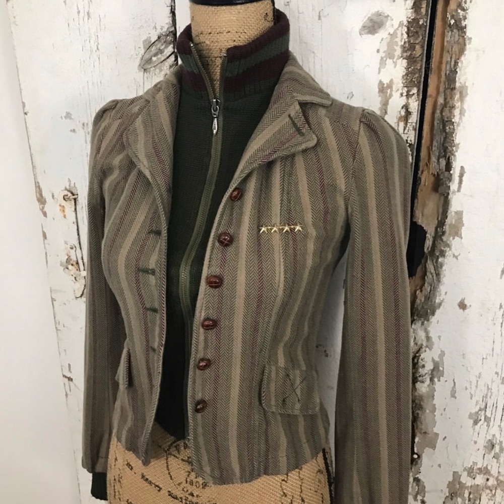 Urban outfitter stripe military knit jacket